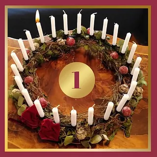 1. Adventskalendertürchen mit Kranz